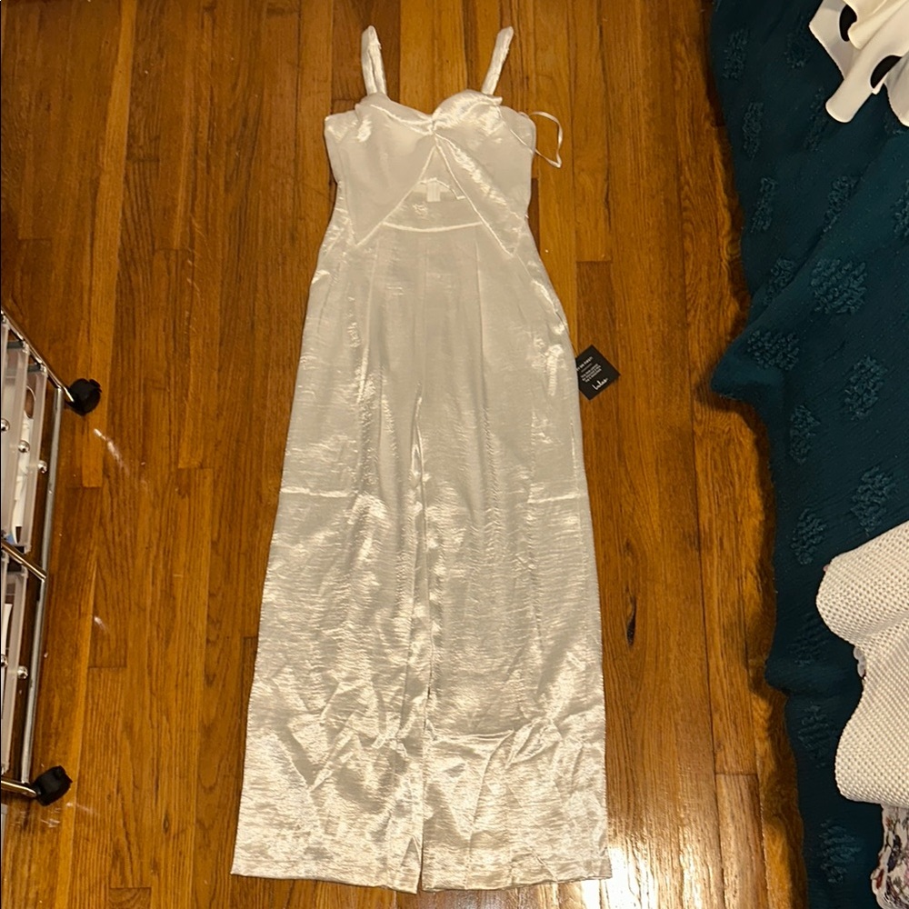 Elegant White Satin Jumpsuit